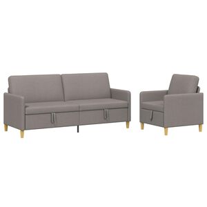 vidaXL Soffgrupp med f&ouml;rvaring 2 st Taupe Polyester