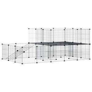 vidaXL Hundg&aring;rd svart 44 paneler 35x35 cm st&aring;l