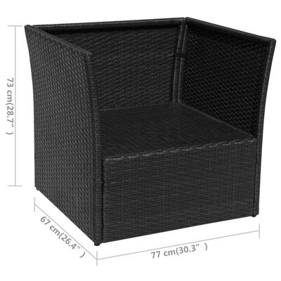 vidaXL Trädgårdsstol med pall konstrotting svart
