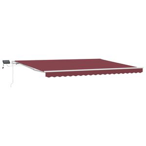 vidaXL Markis manuellt inf&auml;llbar med LED vinr&ouml;d 450x300 cm
