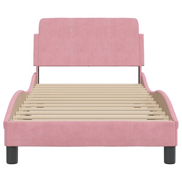 vidaXL Bed Frame with Headboard "Dover" Pink 90x200 cm Velvet