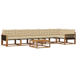 vidaXL Utomhussoffset med kudde 7 pcs Naturlig och Beige