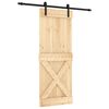 vidaXL Skjutd&ouml;rr Naturlig och svart 80 x 210 cm Massiv furutr&auml;d&ouml;rr