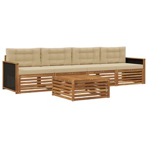 vidaXL Utomhussoffset 5 pcs Naturlig och Beige Massivt Akaciatr&auml;