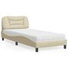 vidaXL Bed with Mattress "Hvar" Cream 90x190 cm Fabric