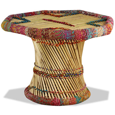 vidaXL Soffbord bambu med chindidetaljer flerfärgad