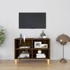 vidaXL Tv-b&auml;nk med ben i massivt tr&auml; r&ouml;kf&auml;rgad ek 69,5x30x50 cm