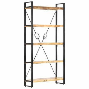 vidaXL Bokhylla med 5 hyllor 90x30x180 cm massivt mangotr&auml;