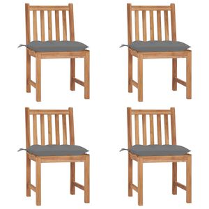 vidaXL Tr&auml;dg&aring;rdsstolar 4 st med dynor massiv teak
