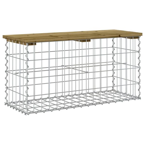vidaXL Tr&auml;dg&aring;rdsb&auml;nk gabion-design 83x31,5x42 cm impregnerad furu