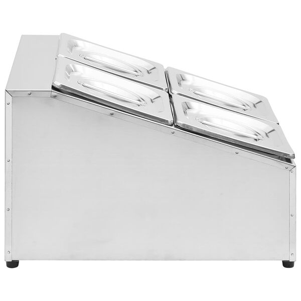 vidaXL Gastronormbehållare med 4 GN 1/6 kantin rostfritt stål