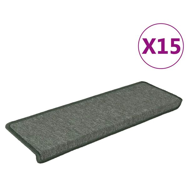 vidaXL Trappmattor 15 st 65x21x4 cm m&ouml;rkgr&ouml;na rektangul&auml;ra kanter