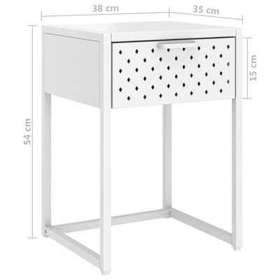 vidaXL Sängbord vit 35x35x54 cm stål