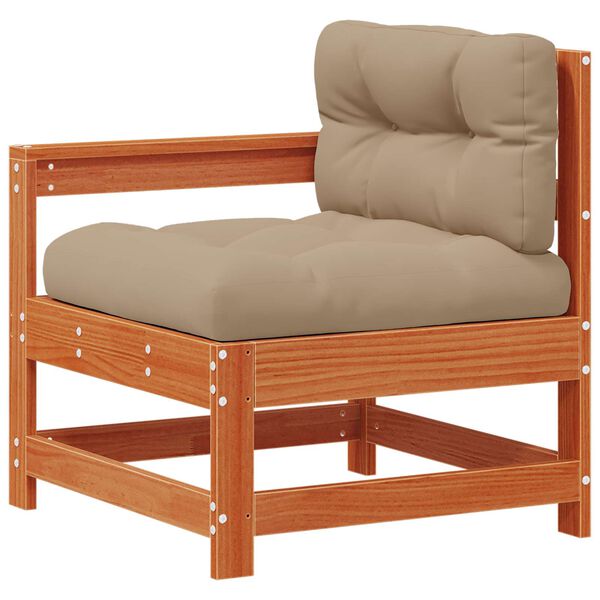 vidaXL Sektionell Soffa Enheter med kudde VaxBrun 190 x 62 x 70,5 cm