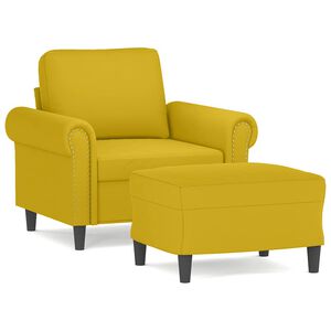 vidaXL F&aring;t&ouml;lj med fotpall gul 60 cm sammet