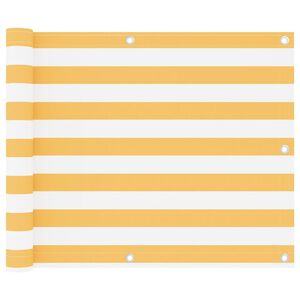 vidaXL Balkongsk&auml;rm vit och gul 75x300 cm oxfordtyg