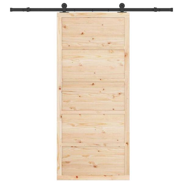 vidaXL Skjutd&ouml;rr Naturf&auml;rg 90 x 208 cm Massiv furu