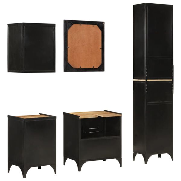 vidaXL Badrumsm&ouml;bler 5 delar j&auml;rn och massivt mangotr&auml;