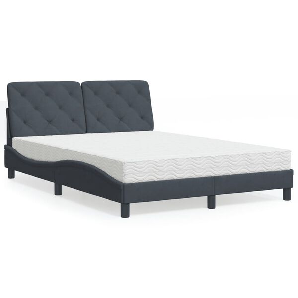 vidaXL Bed with Mattress Dark Grey 120x200 cm Velvet