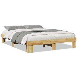 vidaXL S&auml;ngram utan madrass 160x200 cm massivt tr&auml; ek