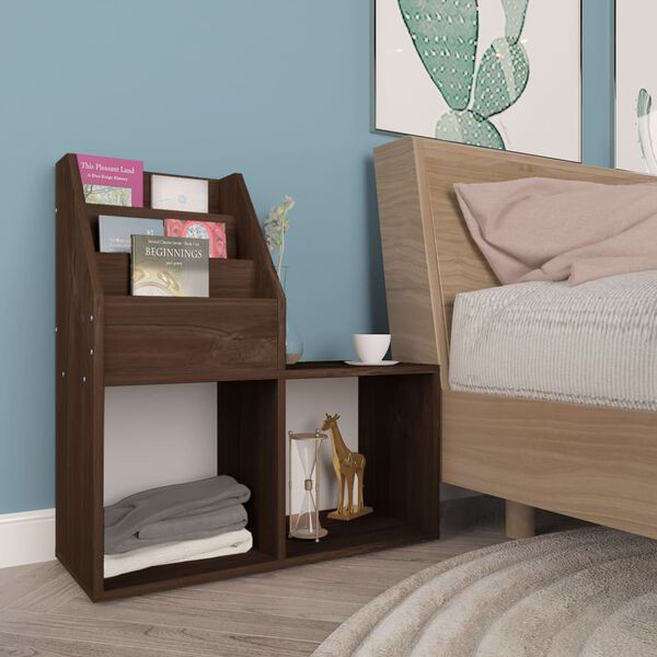 vidaXL Tidningsställ för barn rökig ek 71x30x78,5 cm konstruerat trä