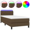 vidaXL Rams&auml;ng med madrass & LED m&ouml;rkbrun 90x200 cm tyg