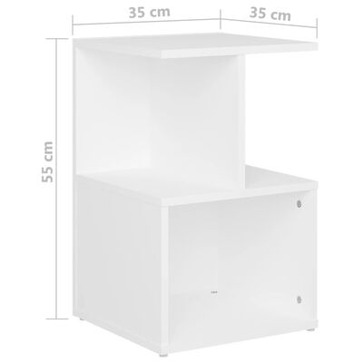 vidaXL Sängbord 2 st vit 35x35x55 cm konstruerat trä