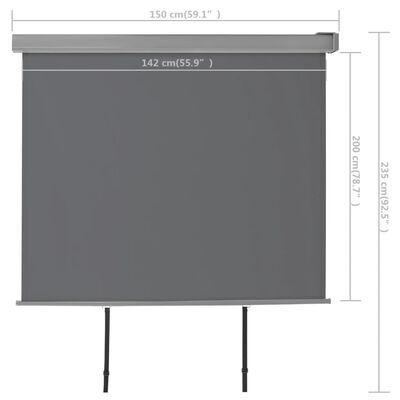 vidaXL Balkongmarkis multifunktionell 150x200 cm grå