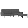vidaXL B&auml;ddsoffa 2-sits med fotpall m&ouml;rkgr&aring; sammet