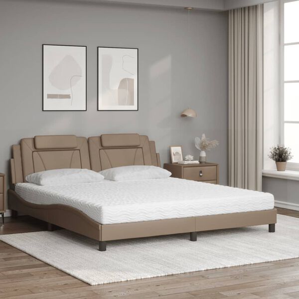 vidaXL Bed "Viana" with Mattress Cappuccino 180x200 cm Faux Leather