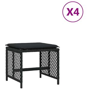 vidaXL Tr&auml;dg&aring;rdspallar med dynor 4 st svart 41x41x36 cm konstrotting