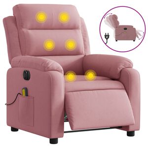 vidaXL Elektrisk massagef&aring;t&ouml;lj rosa sammet