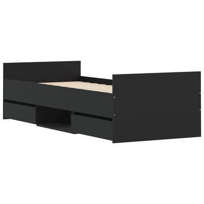 vidaXL Sängram med huvudgavel och fotgavel svart 75x190 cm