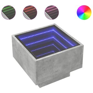 vidaXL S&auml;ngbord med Infinity LEDs betonggr&aring; 40x40x30 cm