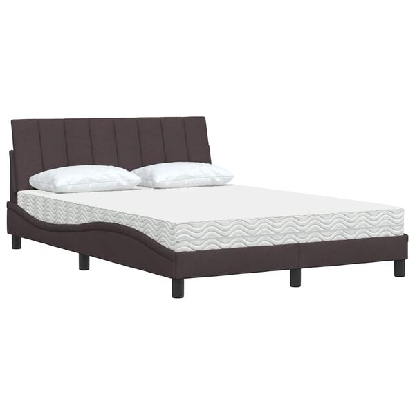 vidaXL Bed with Mattress "Hanko" Dark Brown 120x200 cm Fabric