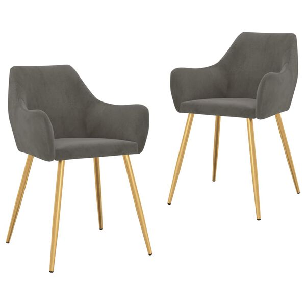 vidaXL Matstolar 2 st m&ouml;rkgr&aring; sammet