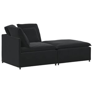 vidaXL Modulsoffa med fotpall och dynor sammet svart