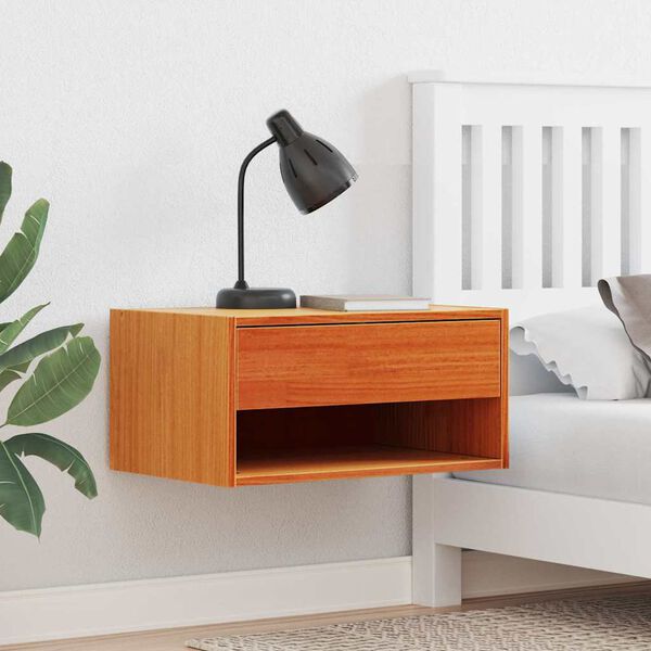 vidaXL S&auml;ngbord med l&aring;da 2 pcs Vaxbrun 50 x 32,5 x 24 cm Massiv furu