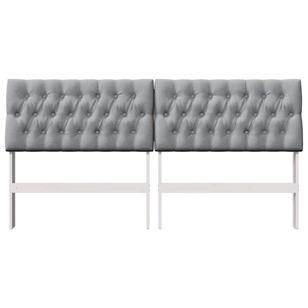 vidaXL Klädd sänggavel Ljusgrå 180 cm Massiv furu