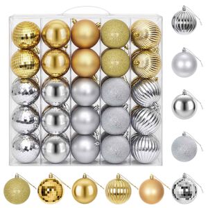 vidaXL Julbollset 50 st Silver och guld 8 cm Polystyren