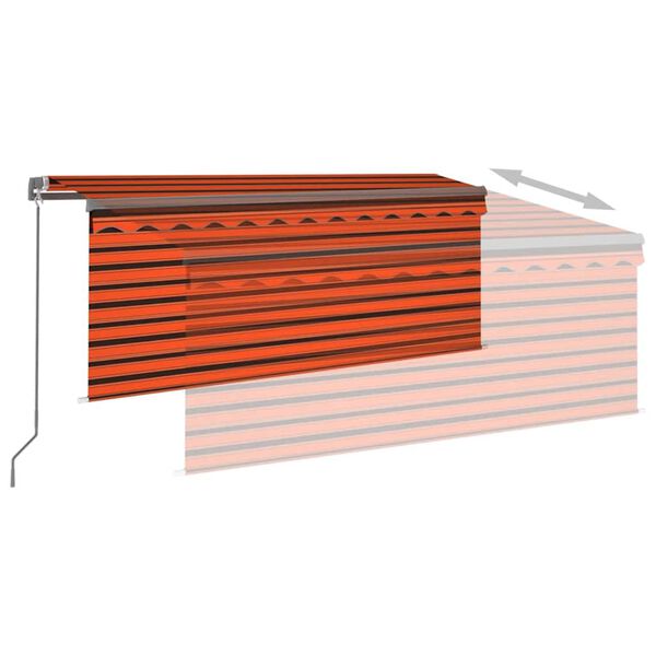 vidaXL Markis manuellt infällbar m. rullgardin LED 3x2,5 m orange/brun