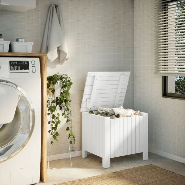vidaXL Förvaringslåda med lock RANA vit 60x49x54 cm massiv furu