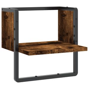vidaXL V&auml;gghylla med st&auml;nger r&ouml;kf&auml;rgad ek 30x25x30 cm