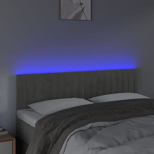 vidaXL S&auml;nggavel LED ljusgr&aring; 144x5x78/88 cm sammet