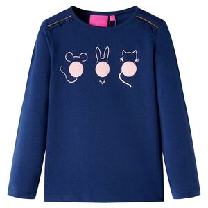 T-shirt med l&aring;nga &auml;rmar f&ouml;r barn marinbl&aring; 116