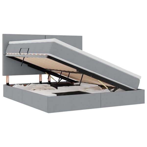 vidaXL F&ouml;rvaringss&auml;ng med madrass Ljusgr&aring; 160 x 200 cm Polyester