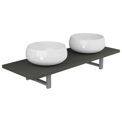 vidaXL Badrumsmöbler 3 delar keramik grå