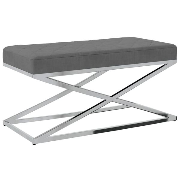 vidaXL B&auml;nk m&ouml;rkgr&aring; sammet och rostfritt st&aring;l