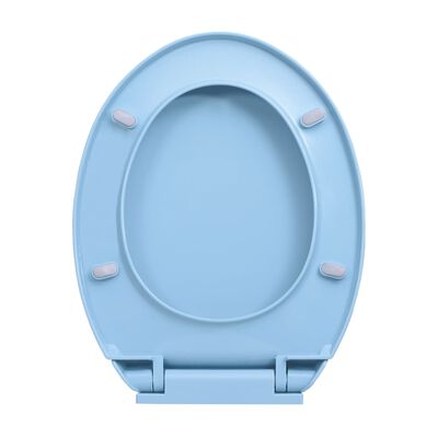 vidaXL Toalettsits mjuk stängning snabbfäste blå oval