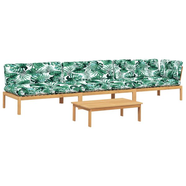 vidaXL Pallsoffgrupp f&ouml;r tr&auml;dg&aring;rden med dynor 4 delar massiv akacia